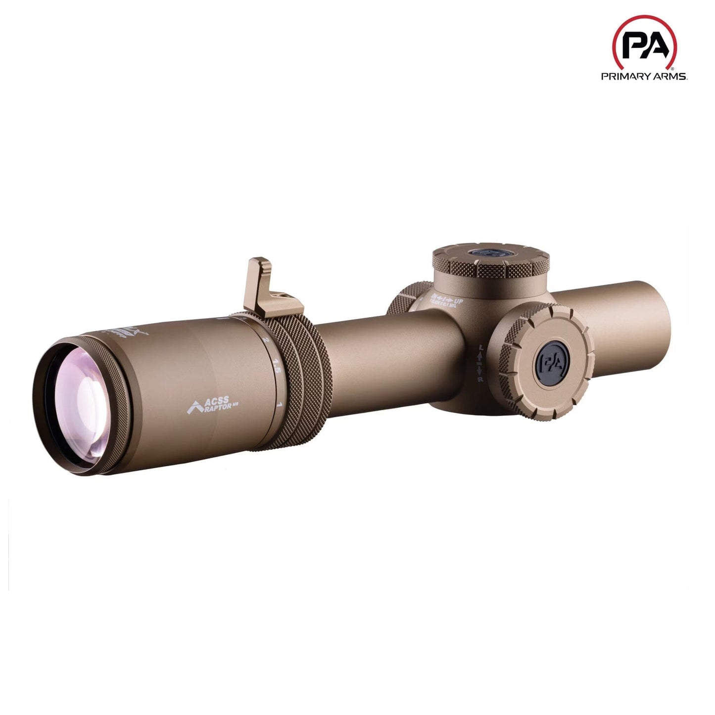 Primary Arms Compact PLxC 1-8x24 FFP Riflescope - ACSS Raptor M8 Yard Reticle - FDE Rifle Scope Primary Arms