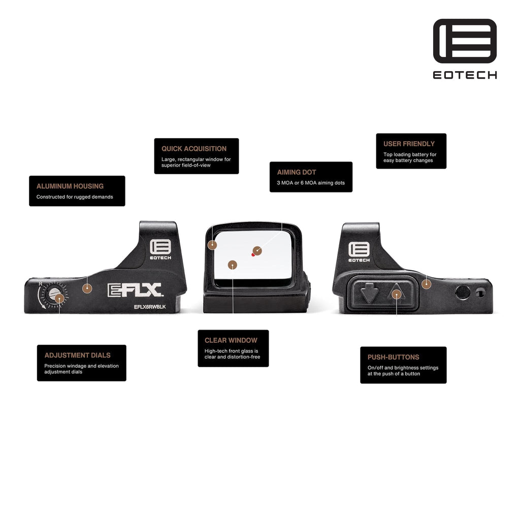 EOTech EFLX Mini Reflex Red Dot Sight 3 MOA Dot Tan Red Dot Sight EOTech 
